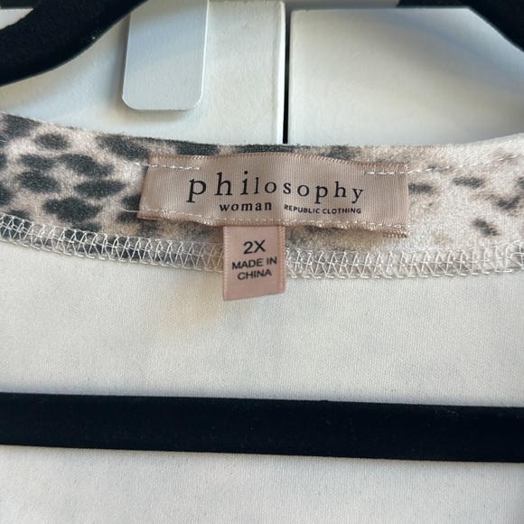 Philosophy 2X Animal Print Faux Leather Open Front Cardigan with Pockets - Picture 4 of 9